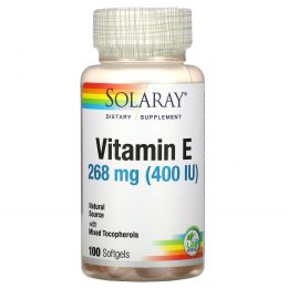 Solaray, Vitamin E , 400 IU, 100 Softgels