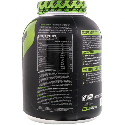 Muscle Pharm, "Битва XL", гейнер, с ванильным вкусом, 96 унций (2722 г)