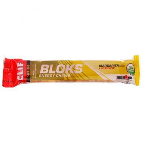 Clif Bar, Жевательные леденцы Shot Bloks Energy, вкус маргариты + кофеин, 18 пакетиков по 60 г