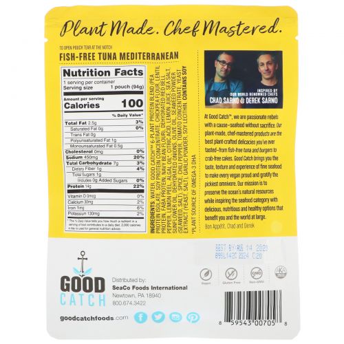 Good Catch, Fish-Free Tuna, Mediterranean, 3.3 oz (94 g)