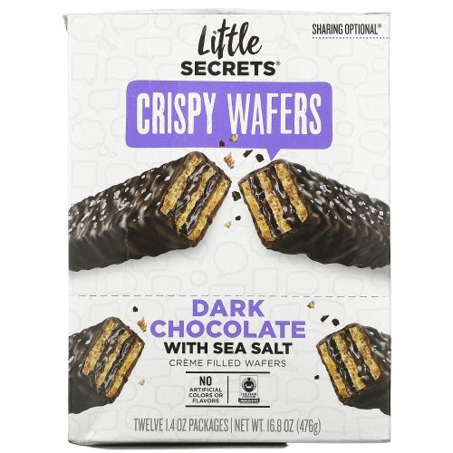 Little Secrets, Dark Chocolate Crispy Wafer, Sea Salt, 12 Pack, 1.4 oz (40 g) Each