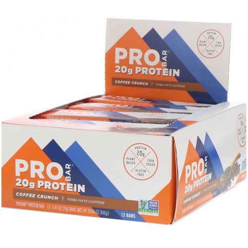 ProBar, Base, 20 g Protein Bar, Coffee Crunch, 12 - 2.46 oz (70 g) Each