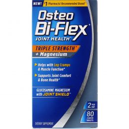 Osteo Bi-Flex, Добавка для здоровья суставов, тройной концентрации, с добавлением магния, 80 таблеток, покрытых оболочкой