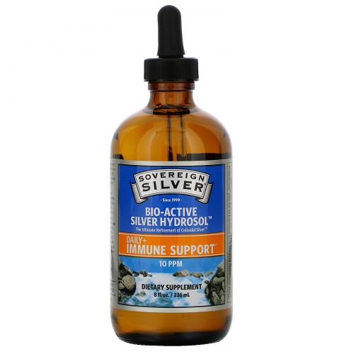 Sovereign Silver, Bio-Active Silver Hydrosol Dropper-Top, 10 PPM, 8 fl oz (236 ml)