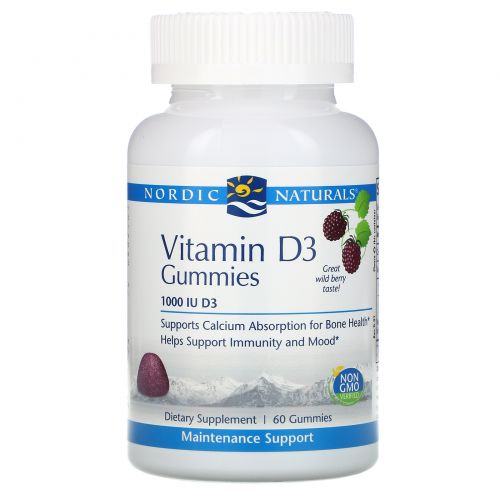 Nordic Naturals, Vitamin D3, Wild Berry , 1000 IU, 60 Gummies