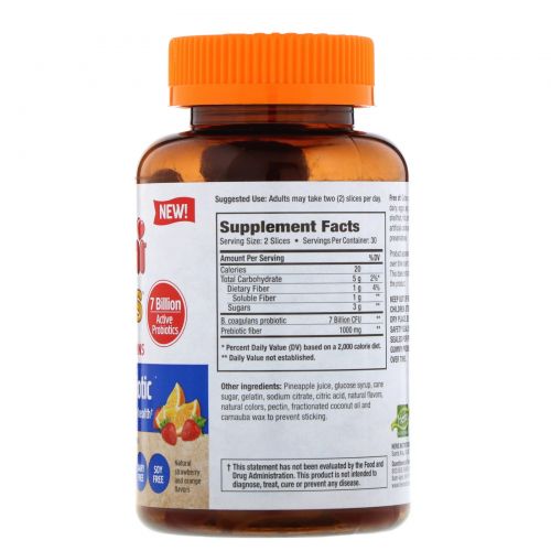 Hero Nutritional Products, Yummi Slices, Adult Gummy Vitamins, Probiotic + Prebiotic, Natural Strawberry and Orange Flavors, 60 Gummy Vitamins