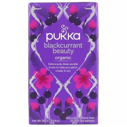 Pukka Herbs, Blackcurrant Beauty, органический чай с черной смородиной, без кофеина, 20 пакетиков с фруктовым чаем, 38 г (1,34 унции)