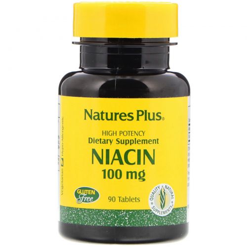 Nature's Plus, Ниацин, 100 мг, 90 таблеток