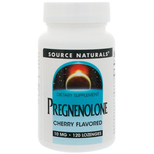 Source Naturals, Прегненолон, с ароматом вишни, 10 мг, 120 таблеток