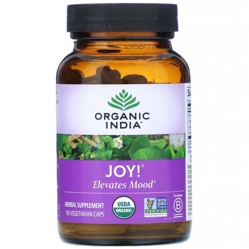 Organic India, Joy!, Elevates Mood, 90 Vegetarian Caps