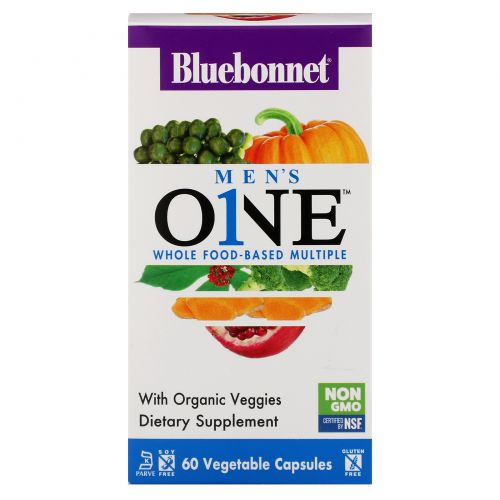 Bluebonnet Nutrition, Men's ONE, Whole Food-Based Multiple, 60 Vegetable Capsules