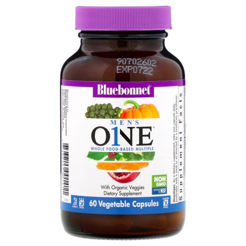 Bluebonnet Nutrition, Men's ONE, Whole Food-Based Multiple, 60 Vegetable Capsules