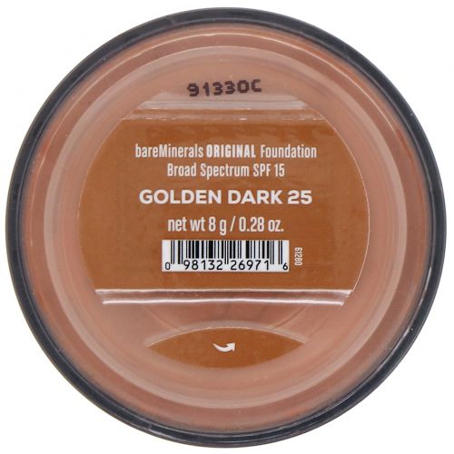 bareMinerals, Original, тональная основа, SPF 15, оттенок «Золотистый темный 25», 8 г