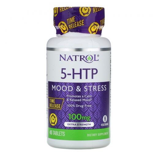 Natrol, 5-HTP TR, Time Release, 100 мг, 45 таблеток