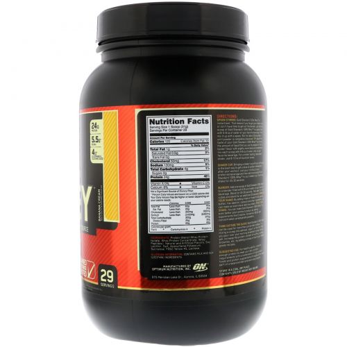 Optimum Nutrition, Gold Standard, 100% сыворотка, банановые сливки, 2 фунта (907 г)