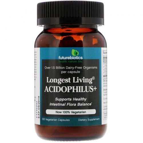 FutureBiotics, Longest Living Acidophilus+, 100 растительных капсул