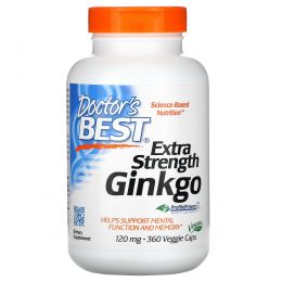 Doctor's Best, Extra Strength Ginkgo, 120 мг, 360 растительных капсул