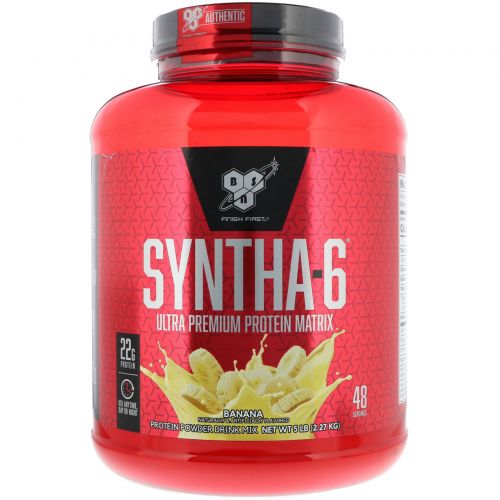 BSN, Syntha-6, белковая матрица ультра премиум, банан, 5 фунтов (2,27 кг)