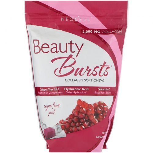 Neocell, Beauty Burst, Collagen Type 1 & 3, Super Fruit Punch, 2,000 mg, 90 Soft Chews