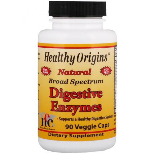 Healthy Origins, Пищеварительные ферменты широкого спектра, 90 вегетарианских капсул