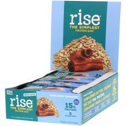 Rise Bar, Протеин + Батончик с семенами подсолнечника и корицей, 12 шт по 60 г
