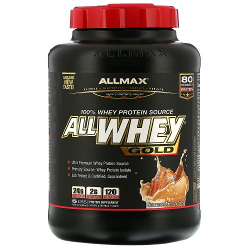 ALLMAX Nutrition, AllWhey Gold, 100% Whey Protein + Premium Whey Protein Isolate, Cinnamon French Toast, 5 lbs. (2.27 kg)