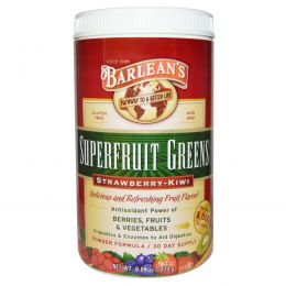 Barlean's, Суперфруктовая зеленая добавка, порошковая формула, клубника-киви, 9,52 унции (270 г)