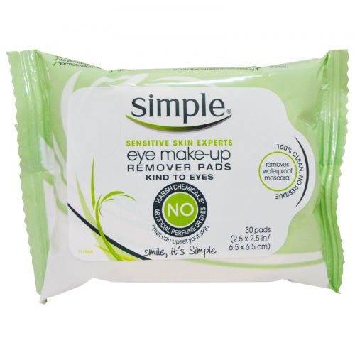 Simple Skincare, Eye Make-Up Remover Pads, 30 Pads