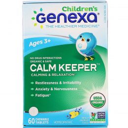 Genexa LLC, Calm Keeper for Children, Age 3+, Organic Calming & Relaxation, Vanilla Lavender Flavor, 60 Chewable Tablets