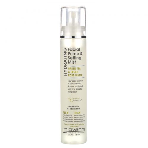 Giovanni, Hydrating Facial Prime & Setting Mist, Green Tea & Fresh Rose Water, 5 fl oz (147 ml)