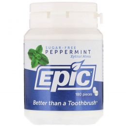 Epic Dental, Подслащено 100% ксилитом, мятные конфеты с перечной мятой, 180 штук