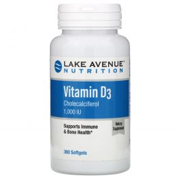 Lake Avenue Nutrition, Витамин D3, 1 000 МЕ, 360 мягких желатиновых капсул