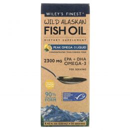 Wiley's Finest, Аляскинский рыбий жир,ПикОмега-3, жидкий, натуральный лимонный вкус, 2150 мг, 8.45 жид.унции(250 мл)