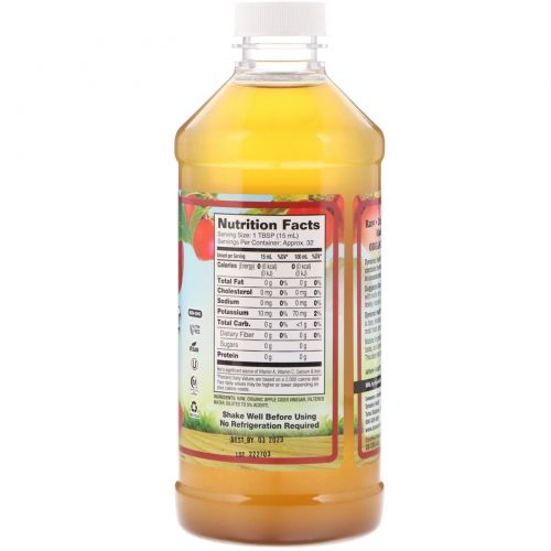 Dynamic Health  Laboratories, Organic Raw Apple Cider Vinegar with Mother, 16 fl oz (473 ml)