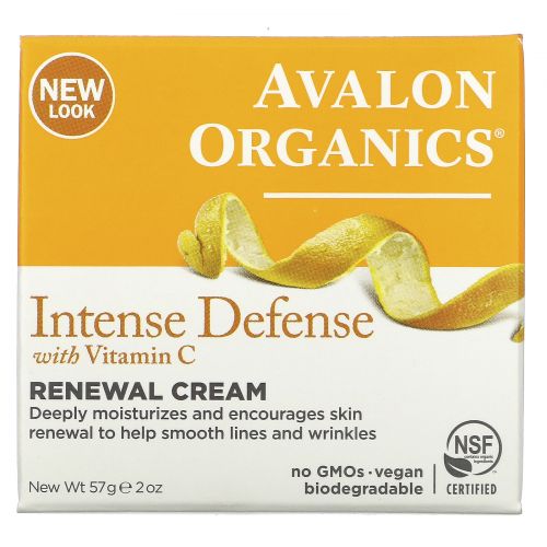 Avalon Organics, Крем Intense Defence Renewal Cream с витамином C, 57 г (2 унции)