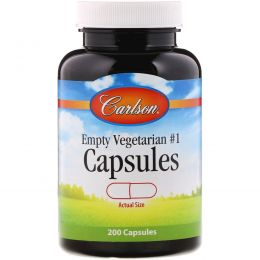 Carlson Labs, Пустые вегетарианские капсулы №1, 200 капсул