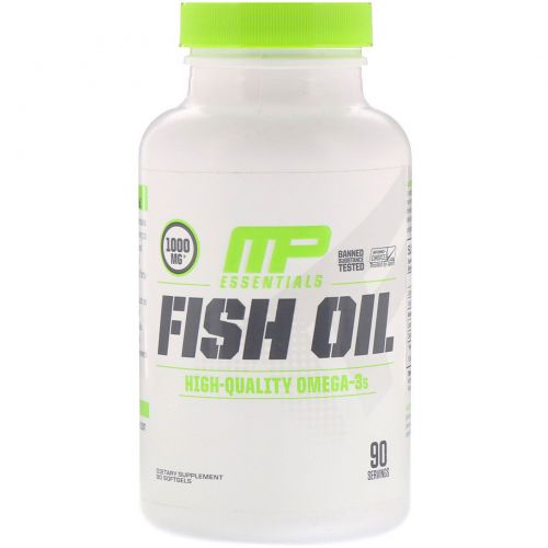 MusclePharm, Серия Essentials, рыбий жир, 90 мягких желатиновых капсул