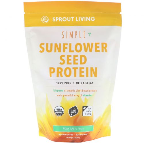 Sprout Living, Simple Sunflower Seed Protein, 1 lb (454 g)