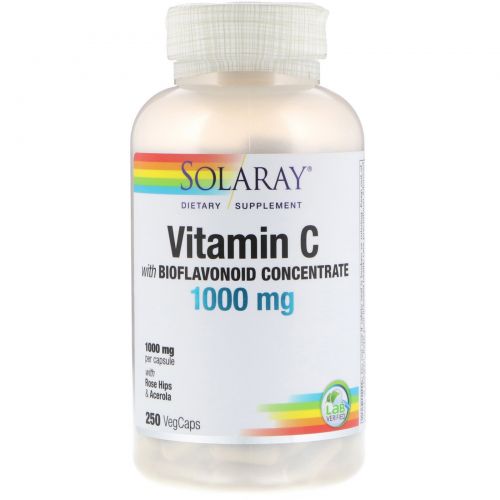 Solaray, Витамин C, 1000 мг, 250 вегетарианских капсул