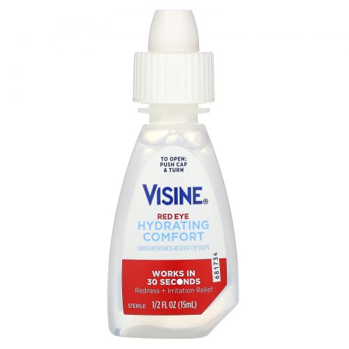 Visine, Red Eye, Hydrating Comfort, Lubricant/Redness Reliever Eye Drops, 1/2 fl oz (15 ml)