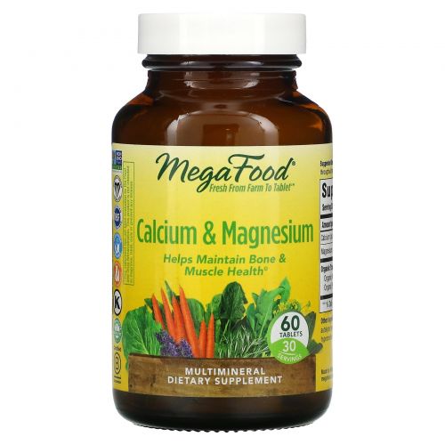 MegaFood, Calcium & Magnesium, 60 Tablets