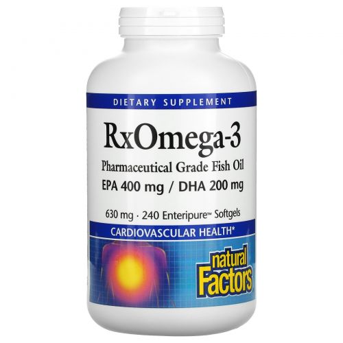 Natural Factors, Rx Omega-3 , 630 mg, 240 Enteripure Softgels