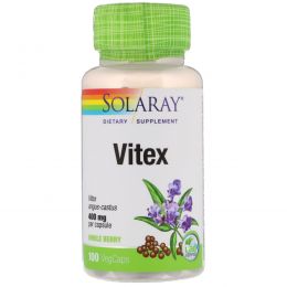Solaray, Vitex, 400 мг, 100 легко глотаемых капсул