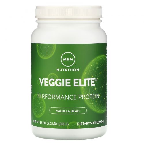 MRM, Veggie Elite, белок для высокой производительности, ванильные бобы, 2,2 фунта (1020 г)