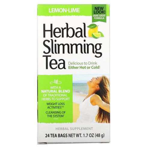 21st Century, Травяной чай для похудения со вкусом лимона и лайма, 24 чайных пакетика, 1,6 унции (45 г)