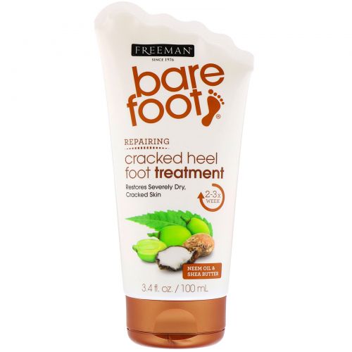 Freeman Beauty, Bare Foot, восстановление, заживляющий крем для потрескавшейся кожи пяток, масло семян маргозы и масло ши, 100 мл