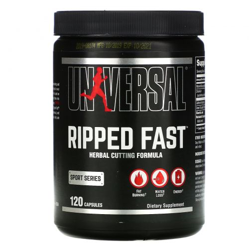 Universal Nutrition, Ripped Fast, Усовершенствованный, высокоэффективный жиросжигатель, 120 капсул