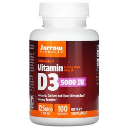 Jarrow Formulas, Витамин D3, 5000 МЕ, 100 гелевых капсул