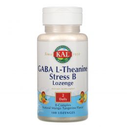 KAL, GABA L-Theanine Stress B Lozenge, Natural Mango Tangerine Flavor, 100 Lozenges