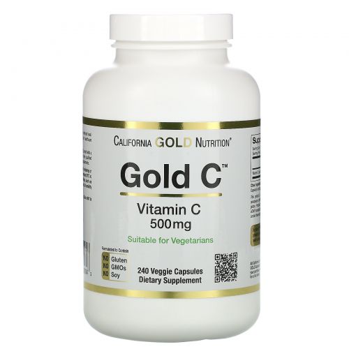 California Gold Nutrition, Витамин C, 500 мг, 240 растительных капсул